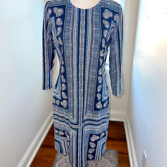 J. McLaughlin Dresses & Skirts - J. Mclaughlin Blue Catalina Cloth 3/4 Sleeve Sophia Dress - Size M - No Flaws!
